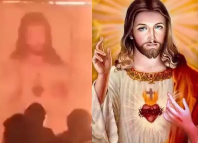 La imagen del Sagrado Corazón quedó intacta entre los escombros tras el incendio en Santa Marta. Imagen de referencia. FOTO: captura de video, Roberta Dee, vía Pinterest. 