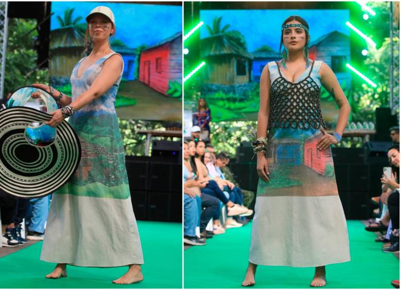Algunos de los vestidos y accesorios de la propuesta de Hernán Zajar y las comunidades antioqueñas. FOTO Esneyder Gutiérrez