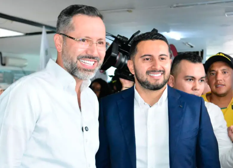 El exalcalde Jaime Andrés Beltrán y el candidato Cristian Portilla. FOTO: Tomada de X @soyjaimeandres