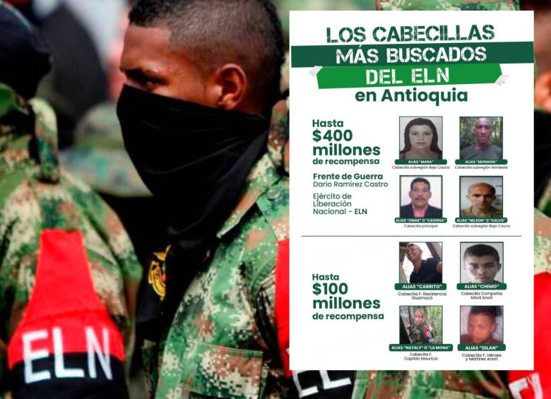 Los 8 cabecillas buscados tendrían delitos como homicidio, rebelión, concierto para delinquir y extorsión. FOTOS: Gobernación de Antioquia y Colprensa