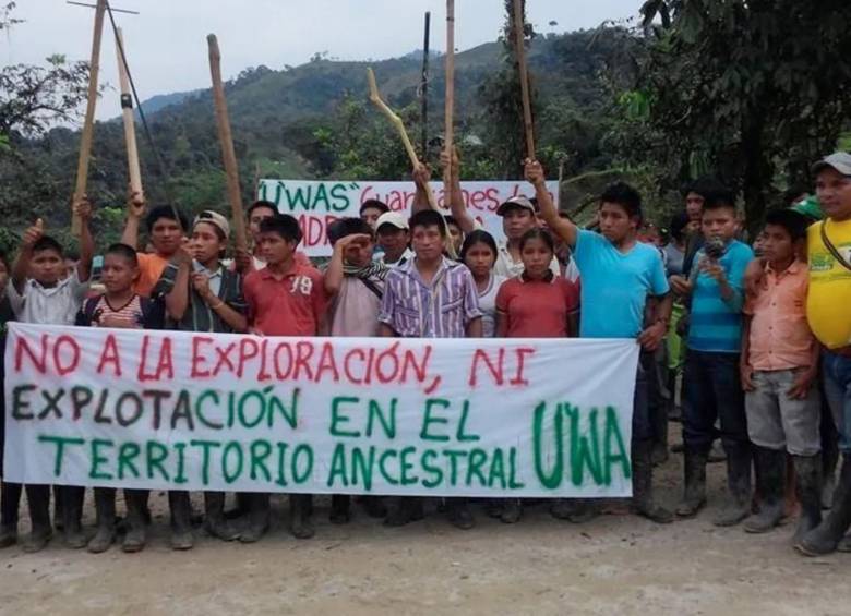 La Comunidad indígena U’wa ha protestado por la presencia de proyectos petroleros y mineros en sus tierras. Foto: Cortesía