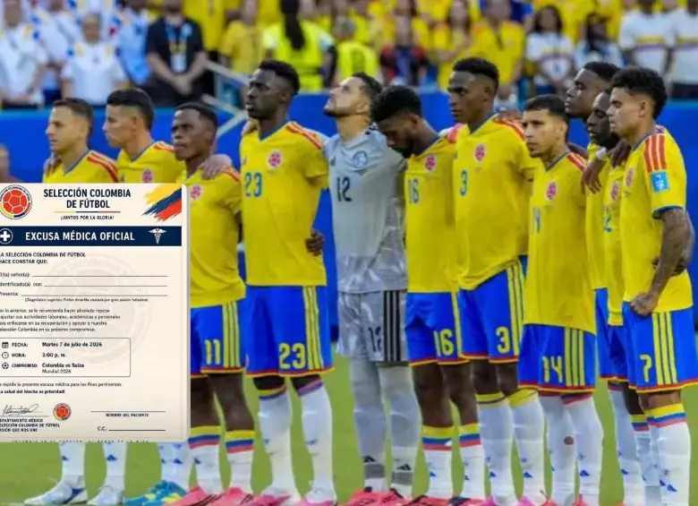Los memes sobre una supuesta “incapacidad médica” para ver el partido de Colombia contra Suiza se tomaron las redes sociales antes del encuentro del Mundial 2026. FOTO: Juan Antonio Sánchez, tomada de x @heavencita996.