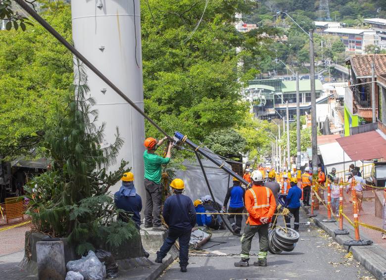 Imagen de referencia del mantenimiento de la Línea K del Metrocable. Foto: EL COLOMBIANO
