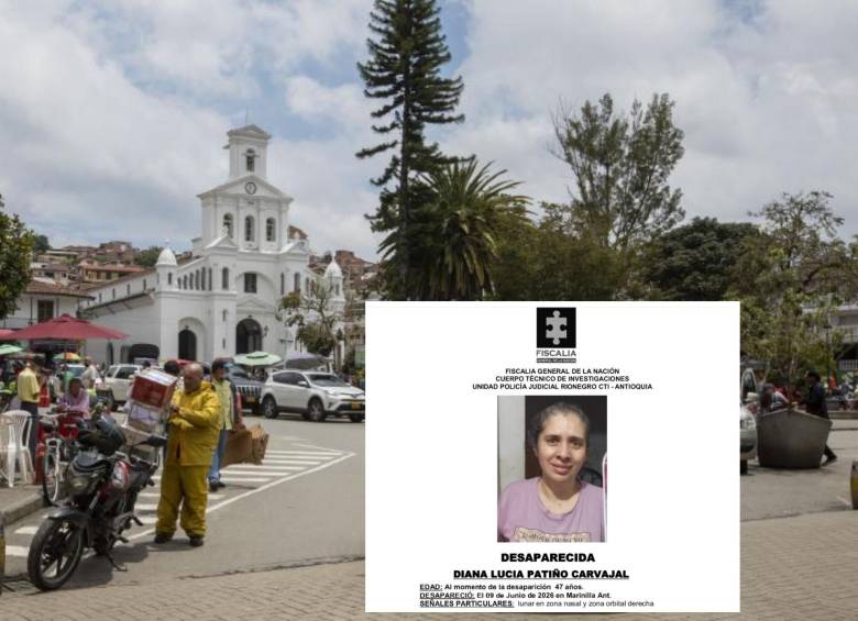 Adelante, la señora Diana Patiño Carvajal, quien está desaparecida desde el 9 de junio . Foto: EL COLOMBIANO e imagen tomada de redes.