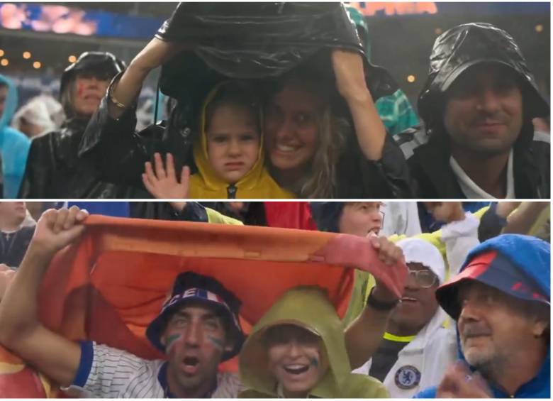 Los hinchas en el estadio no se querían ir del partido sin importar la lluvia. FOTO: Captura de video de redes sociales @Dsports