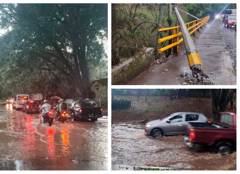 El aguacero ha estado acompañado de una fuerte ventisca y rayos sonoros. FOTO: EL COLOMBIANO