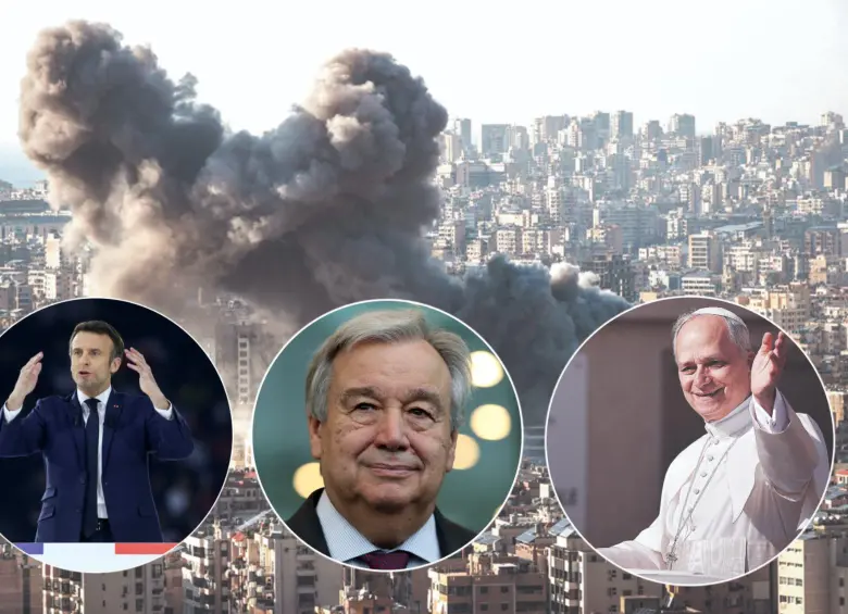 Emmanuel Macron, António Guterres y el papa León XIV fueron algunos líderes que reaccionaron al anuncio de Trump y las autoridades iraníes. FOTOS: Getty y AFP