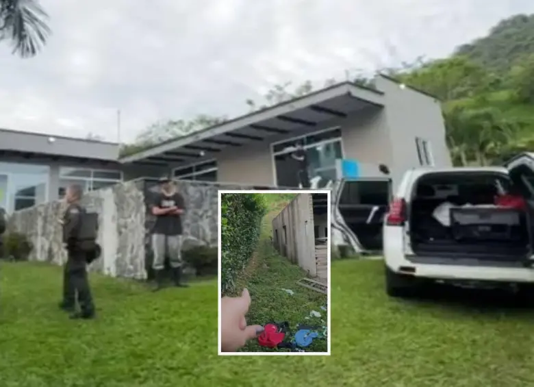 Adelante, parte de los elementos hurtados que los cacos dejaron. Atrás, finca donde ocurrió el hecho. FOTO: imagen tomada de redes.