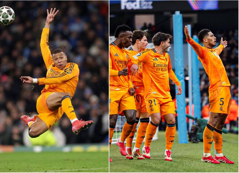 Mbappé, Brahim y Bellingham, los goleadores del Real Madrid en el partido. FOTO: REDES SOCIALES REAL MADRID Y CHAMPIONS LEAGUE