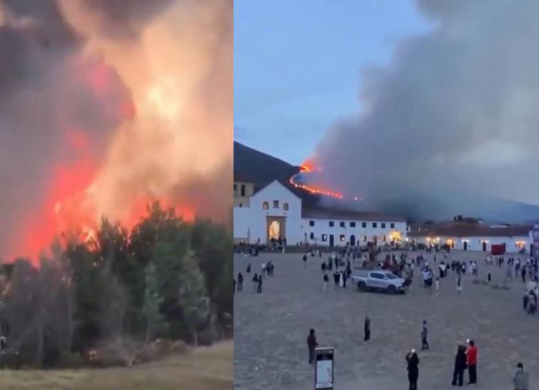 El incendio en el cerro San Marcos, en Villa de Leyva, ha consumido más de 200 hectáreas. Foto: Captura video @ColombiaOscura
