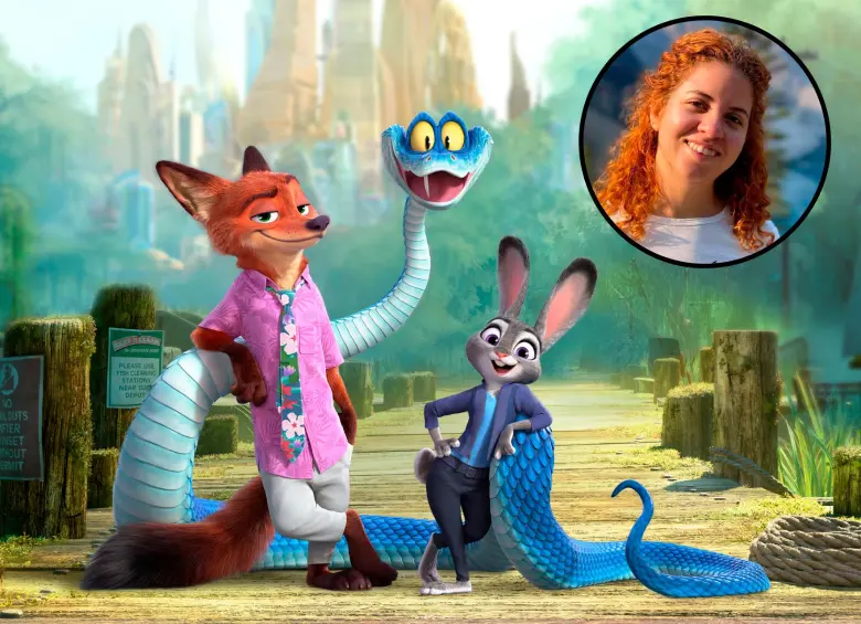 Daniela Restrepo (en el círculo) trabajó en los efectos de cada personaje en Zootopia 2 como el pelo y la ropa, por ejemplo. FOTOS Cortesía Disney Animations
