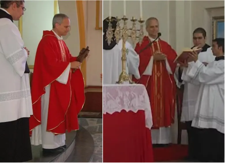 El ahora papa León XIV cuando presidio una eucaristía en la Capilla Nuestra Señora de la Consolación de Bogotá. FOTO: CORTESÍA