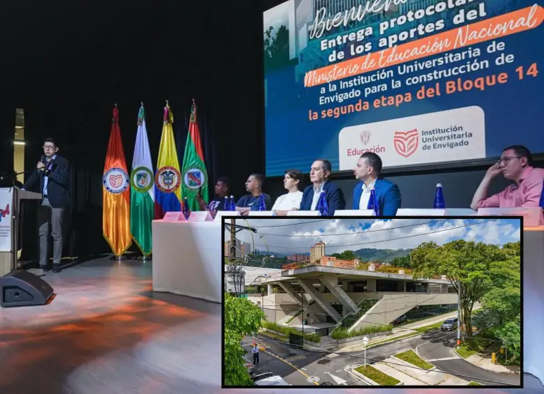 Evento de la entrega de los fondos para el bloque 14 de la Institución Universitaria de Envigado. FOTO: Cortesía