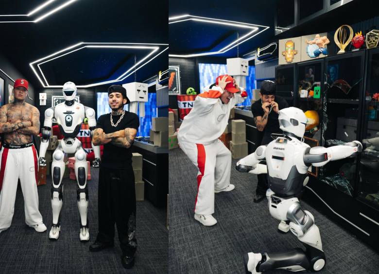 Blessd y Westcol estaban presumiento de las habilidades de sus robots para la pelea que tendrán en un evento de boxeo amateur de streamers. Foto: @westcol