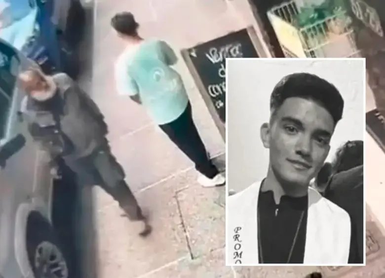 Esteban Yepes Palacios, de 19 años, fue apuñalado en el cuello por un habitante de calle en Itagüí. FOTO: Cortesía y captura cámara de seguridad