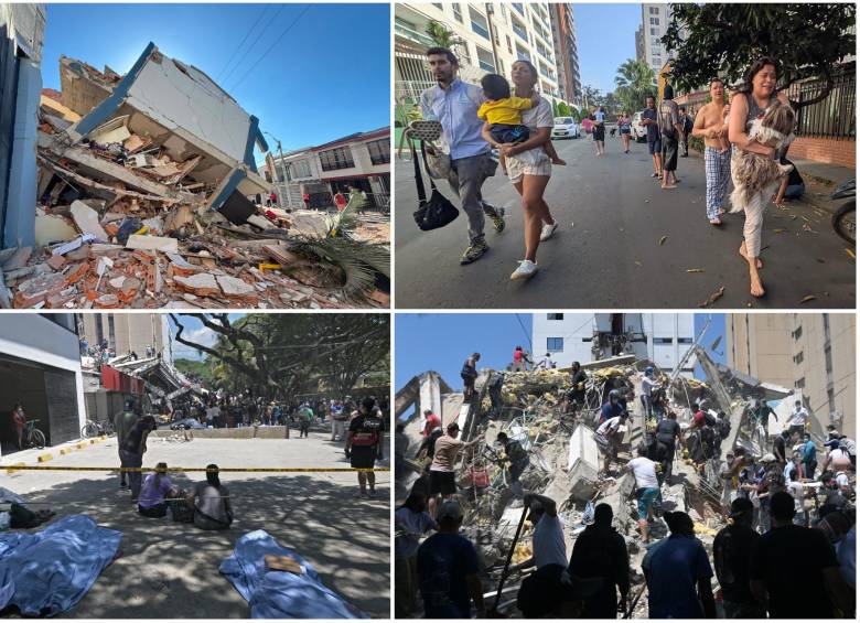 Algunas imágenes de los destrozos y víctimas que dejó el terremoto de 7.4 en Colombia durante la mañana de este lunes. Las autoridades siguen al frente de la situación. FOTO: AFP y Colprensa