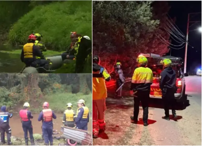 Las autoridades buscando en la zona rural de Cajicá y que encontraron los restos de Javier Mauricio. FOTO: Bomberos Cundinamarca