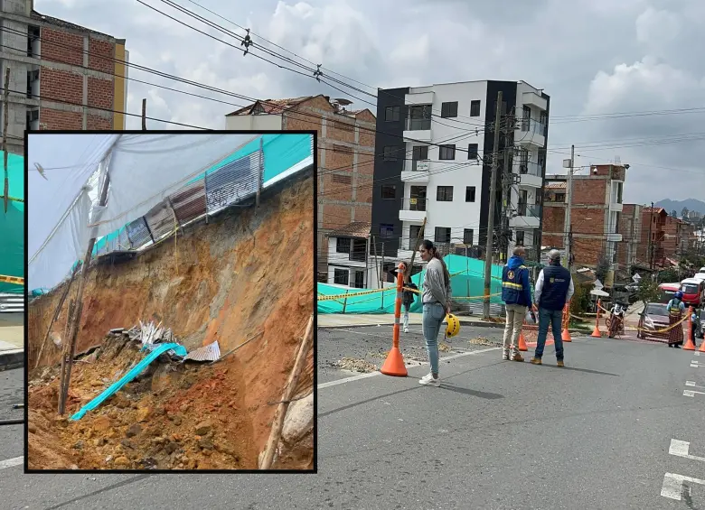 Adelante, así quedó la socavación que terminó afectando la vía principal al hospital. Atrás, el sector completamente cerrado por el riesgo causado por la construcción. FOTO: Cortesía