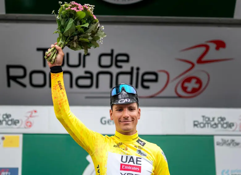 El luso Joao Almeida, ganador de la edición 78 del Tour de Romandía 2025. FOTO: AFP