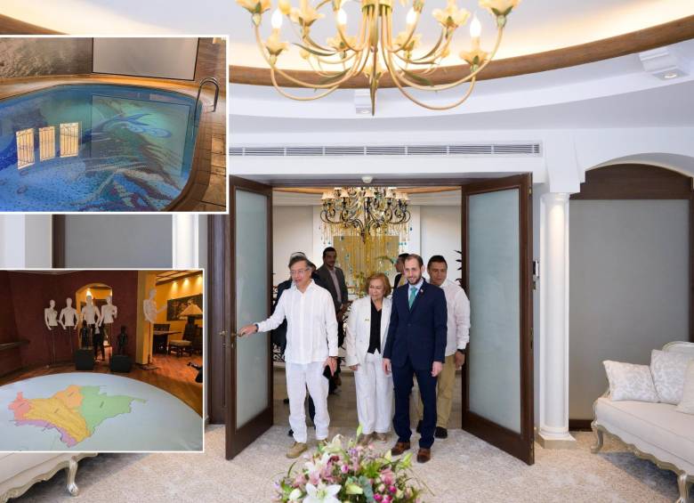 El presidente Gustavo Petro y la canciller Yolanda Villavicencio recorriendo la nueva embajada de Colombia en Arabia Saudita. Foto: Cancillería. 