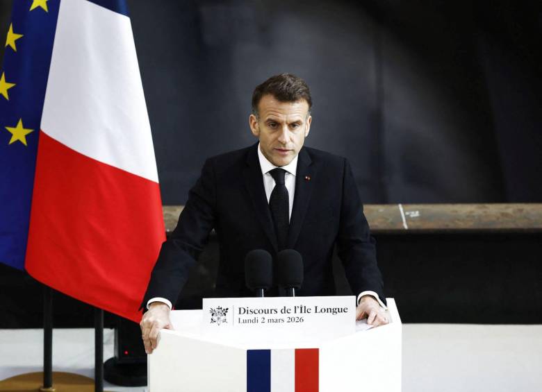 El presidente Emmanuel Macron habló sobre su programa de disuasión nuclear. Foto: AFP