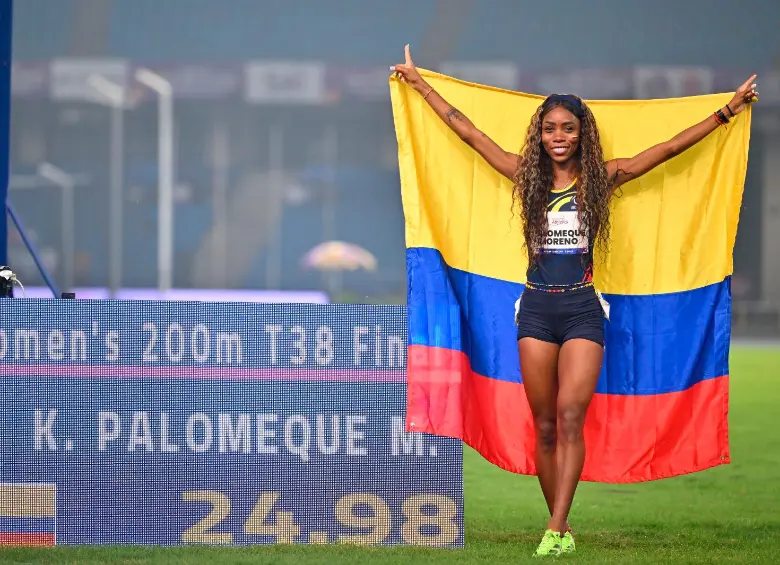 Karen Palomeque alcanzó oro y récord mundial durante los 200 metros del Mundial de Para Atletismo en India. Foto: GETTY