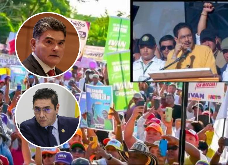 Iván Cepeda dio un discurso ante una multitud en Montería, en plena restricción. Foto: Captura de video.