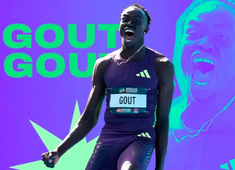 El atleta australiano Gout Gout es uno de los mejores prospectos del atletismo mundial. Foto: Getty. Diseño: El Colombiano