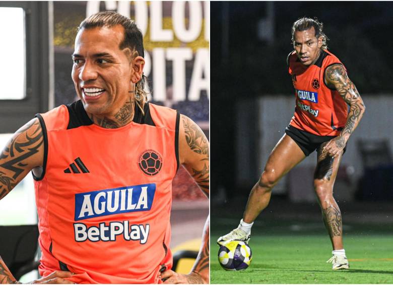 Dayro Moreno en los entrenamientos con la Selección Colombia en la previa del partido ante Bolivia. FOTO: Redes sociales @FCFSeleccionCol