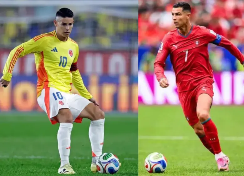 Cristiano Ronaldo y James Rodríguez, capitanes de Portugal y Colombia, se enfrentarán por primera vez con sus selecciones tras compartir vestuario durante tres temporadas en el Real Madrid. Foto: Getty