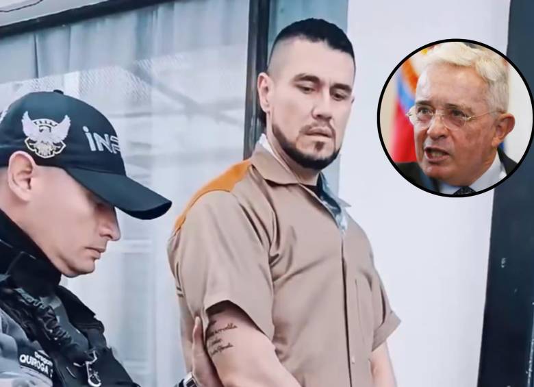 Juan Guillermo Monsalve siendo trasladado por el Inpec. Es uno de los testigos clave del caso contra Álvaro Uribe Vélez por presunto fraude procesal y manipulación de testigos. Foto: Colprensa. 