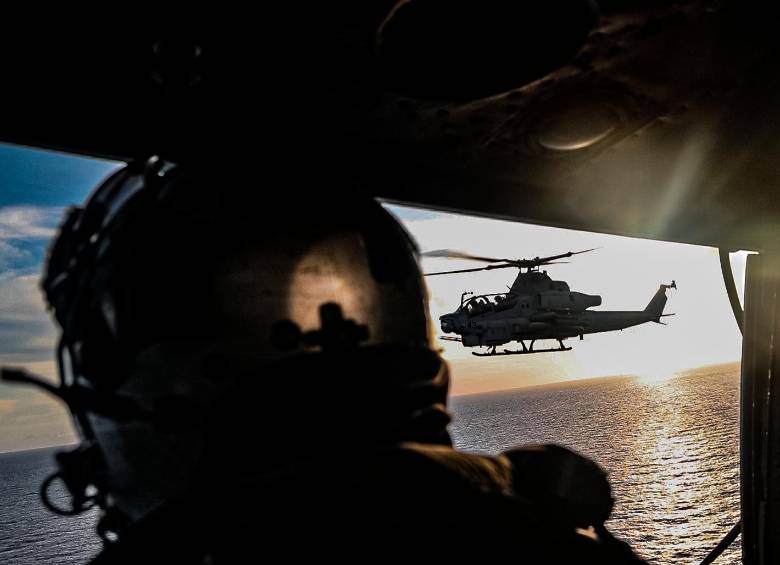Estados Unidos desplegó helicópteros de combate en un ejercicio de fuego real en el mar Caribe. FOTO: CORTESÍA @Southcom.