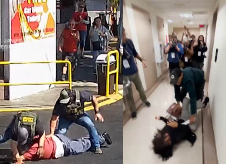 Agentes de ICE han sido señalados por uso excesivo de la fuerza en operativos recientes en Los Ángeles y Nueva York. Imagen: captura de video. 