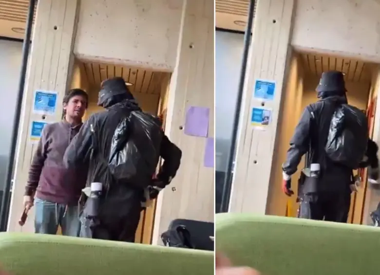 Un estudiante de la Universidad Nacional se enfrentó a dos encapuchados. FOTO: Capturas de video 