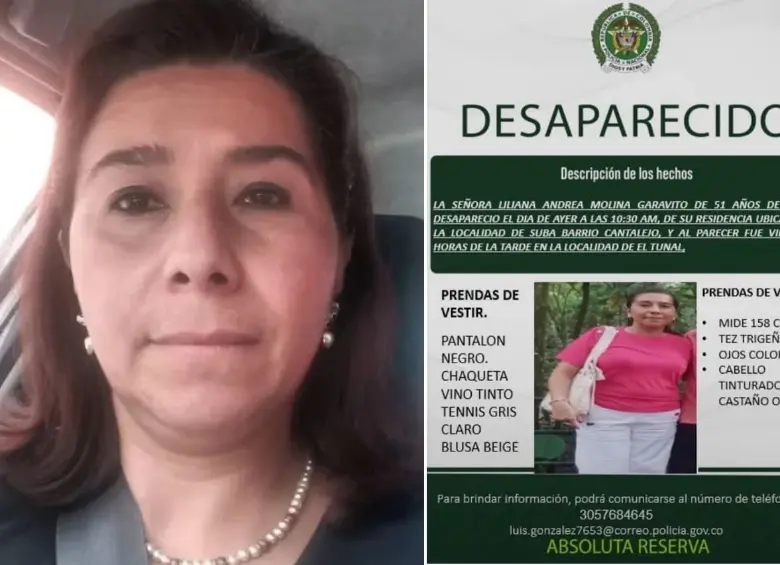 Liliana Andrea Molina fue hallada sin vida en un hotel de Tunja, luego de ser reportada como desaparecida. FOTOS: Q’Hubo Bogotá - Policía Nacional