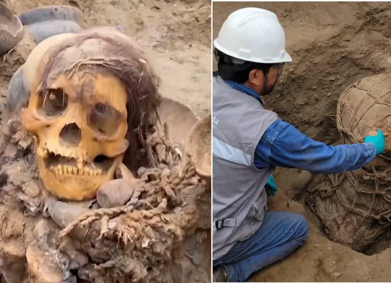 Un sorprendente hallazgo se produjo en Lima, Perú, cuando obreros instalaban tuberías. FOTOS: Empresa Cálidda