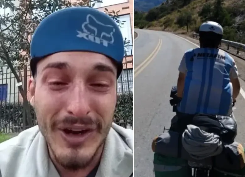 Augusto Cardinale fue víctima de un robo mientras transitaba en su bicicleta por Bogotá. FOTOS: Capturas de pantalla.