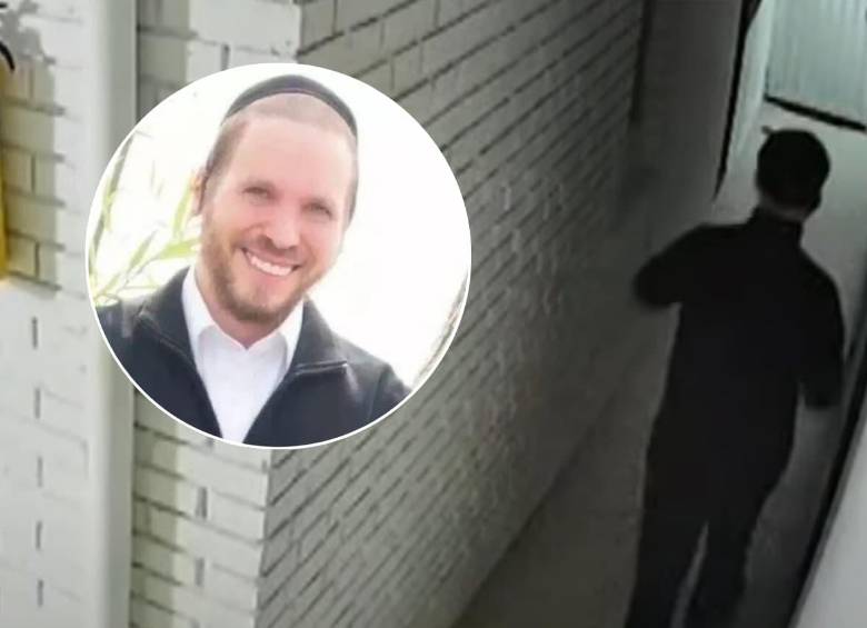 Las imágenes del rabino extranjero Nuchem Yisrael Eber saliendo de un apartamento en Bogotá. FOTOS: Cortesía- captura de video 