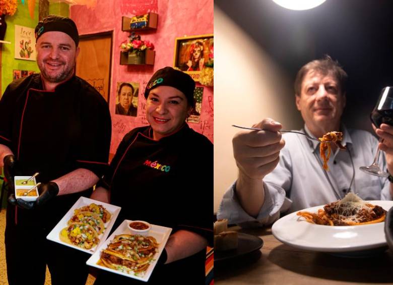 A la izquierda están Angie y Pedro, dueños del restaurante mexicano, y a la derecha se encuentra Luca, propietario de Picarosso. FOTO: Manuel Saldarriaga / Horus Thor