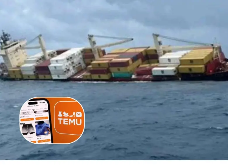 Temu dijo que el barco que naufragó en India no llevaba pedidos a Colombia. FOTOS: Tomadas de redes sociales