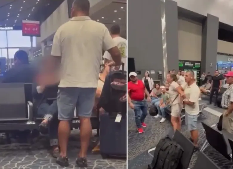 Una mujer fue brutalmente agredida en la sala de espera del aeropuerto El Dorado de Bogotá. FOTOS: Captura de pantalla 