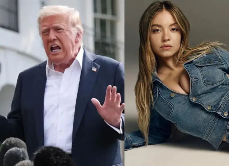 Trump aseguró que le parecía “fantástico” que Sydney Sweeney fuera republicana. FOTO Getty y American Eagle