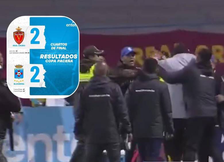 Así fue el partido en Bolivia, entre Real Oruro y Blooming, que terminó con 17 expulsados. FOTO: Capturas de video 