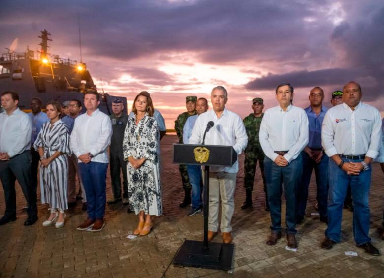 El presidente Iván Duque, la vicepresidenta y canciller Marta Lucía Ramírez y miembros del gabinete en San Andrés. FOTO: CORTESÍA PRESIDENCIA.