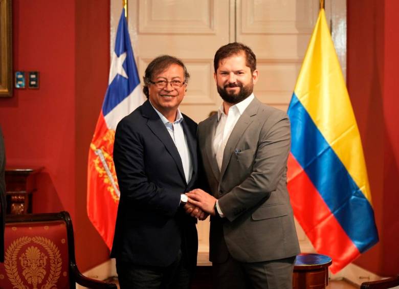 Gustavo Petro, presidente de Colombia y su homólogo Gabriel Boric de Chile. FOTO: CORTESÍA PRESIDENCIA