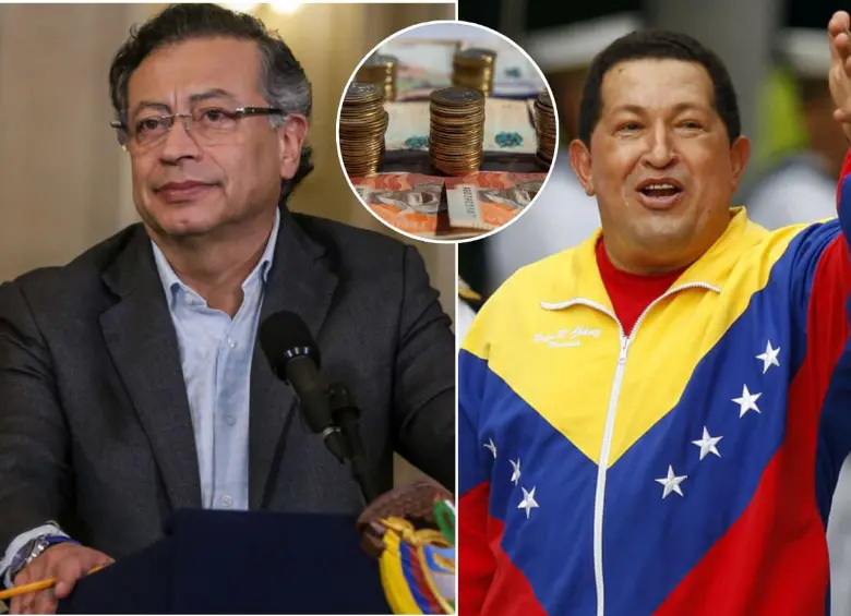 Gustavo Petro (izquierda) decretó un aumento del salario mínimo en Colombia del 23,78 % para 2026. Hugo Chávez hizo lo mismo en Venezuela con un incremento del 30 % en 2011. FOTOS: Colprensa
