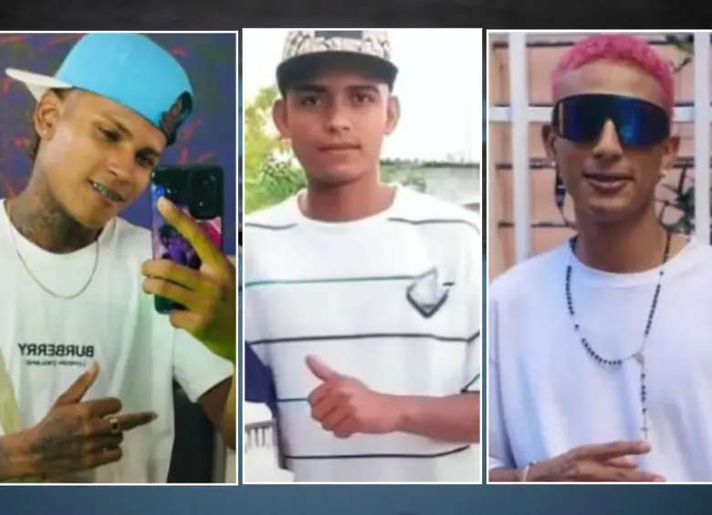 Aly David Suárez, de 21 años; Kevin David Burgos Rodríguez (21) y Anderson David Torres (22) fueron hallados sin vida en inmediaciones de la quebrada La Aguja Media, en Ciénaga, Magdalena. FOTOS: Tomadas de redes sociales 