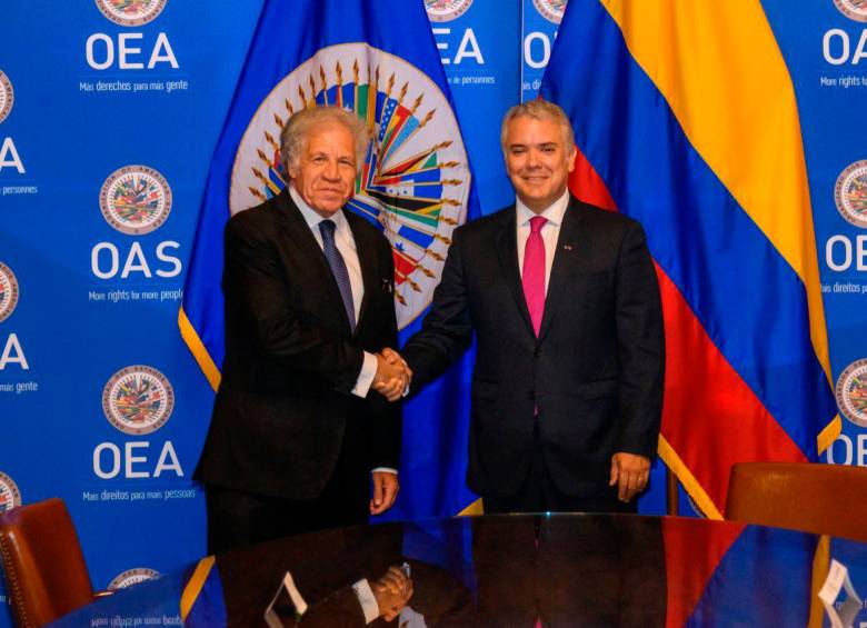 Iván Duque se reunión con Luis Almagro, secretario general de la OEA. FOTO PRESIDENCIA DE LA REPÚBLICA 