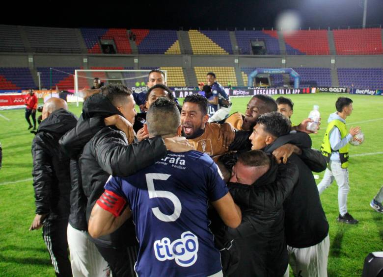 El Medellín empató sin goles ante Pasto en su última salida de los cuadrangulares y avanzó. Así celebraron. FOTO COLPRENSA 