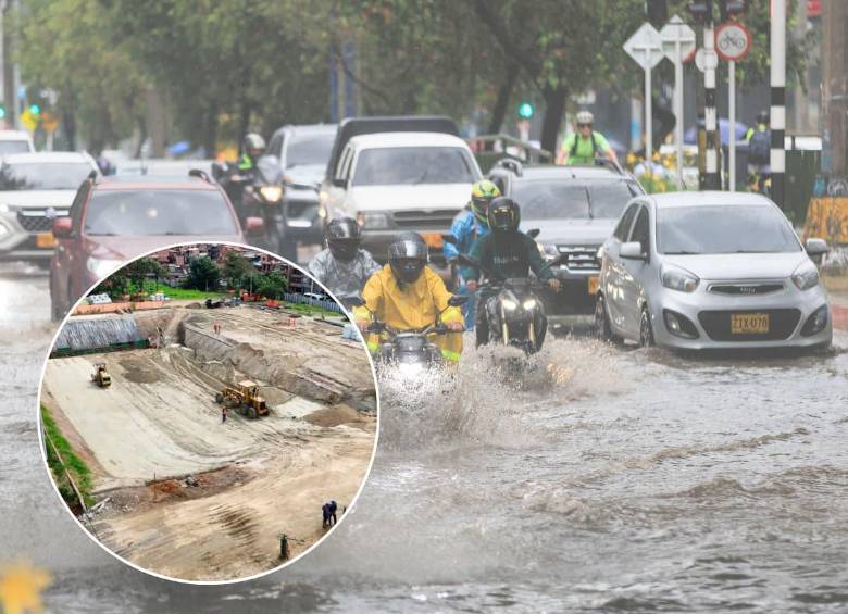 El gran Sistema de Drenaje Sostenible de Primavera Norte, se excava bajo la cancha de Villa Niza. FOTO Cortesía - EL COLOMBIANO